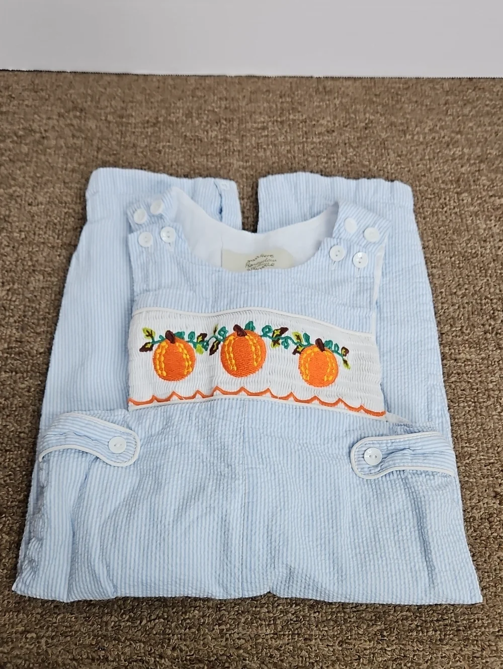 Honeydew Smocked Pumpkins Striped Overalls Sz 24months 100% Cotton